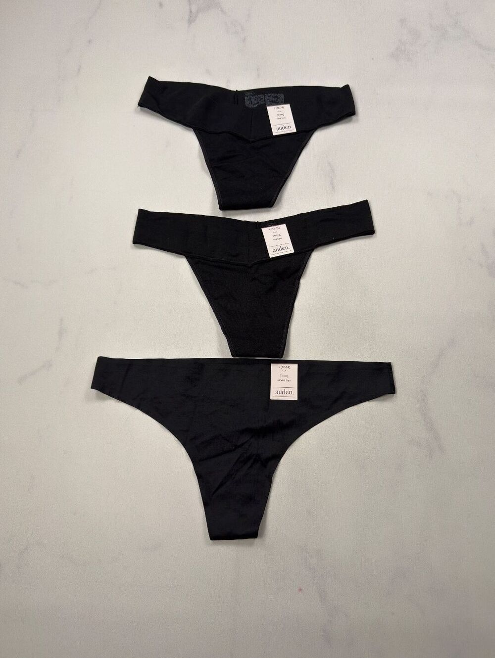 Auden Thong Underwear Black Seamless Stretch Lot - Womens L NWT